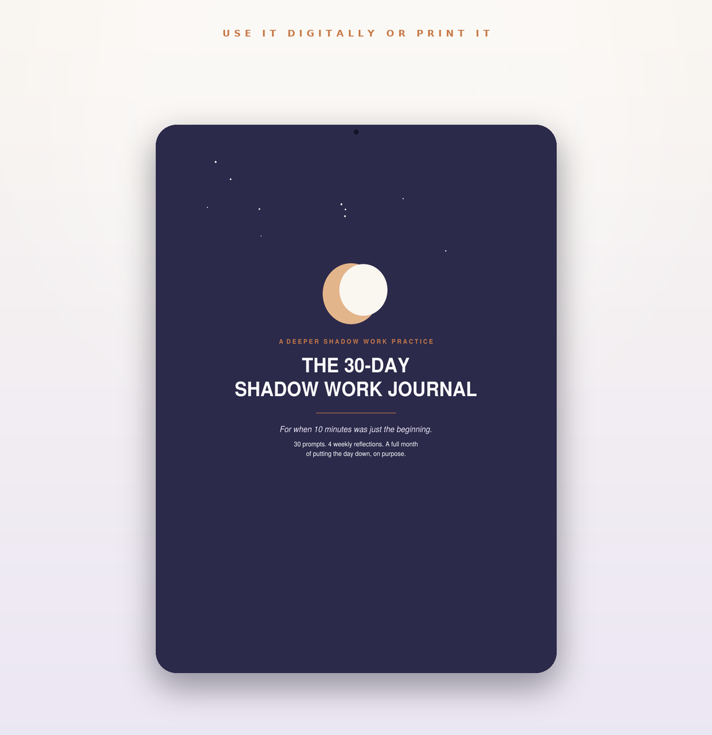 The 30-Day Shadow Work Journal shown on a tablet for digital use